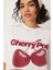 Trend Kadın Cherry Pop Kiraz Oversize Tişört - %100 Pamuk Beyaz 2