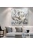 |metal Çerçeveli Kanvas Tablo Gri-Krem Soyut Çiçek Desen |ckkare 2