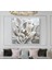 |metal Çerçeveli Kanvas Tablo Gri-Krem Soyut Çiçek Desen |ckkare 3