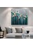 |metal Çerçeveli Kanvas Tablo Turkuaz Tonlar Çiçek Desen |ckkare 1