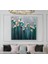 |metal Çerçeveli Kanvas Tablo Turkuaz Tonlar Çiçek Desen |ckkare 3
