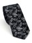 Gri Şal Desenli Siyah Dokuma Kumaş Mendilli Slim Fit Kravat // SDK-2507-1 1