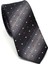 Gri Verev Desenli Siyah Dokuma Kumaş Mendilli Slim Fit Kravat // SDK-2505-1 1