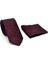 Lacivert Şal Desenli Bordo Dokuma Kumaş Mendilli Slim Fit Kravat // SDK-2507-3 2