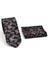 Mavi Şal Desenli Kahverengi Dokuma Kumaş Mendilli Slim Fit Kravat // SDK-2507-5 2