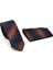 Kahverengi Verev Desenli Lacivert Dokuma Kumaş Mendilli Slim Fit Kravat // SDK-2505-2 2