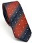 Lacivert Verev Desenli Koyu Turuncu Dokuma Kumaş Mendilli Slim Fit Kravat // SDK-2505-6 1