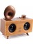 Kahverengi Mini Bluetooth Radyo ve Gramofon, Nostaljik Ses Deneyimi 4