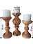 3'lü Renkli Ahşap Dekoratif Şamdan Mumluk Aksesuar 4
