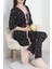 Seka Milan Kumaş Üçlü Pijama Takımı Siyahçiçekli - 50147.1857. 1