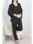 Seka Milan Kumaş 3'lü Set Pijama Takımı Siyah - 70103.1857. 1