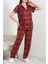 Seka Milan Kumaş Düğmeli Pijama Takımı Kırmızıekose - 50579.1950. 1