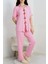 Seka Kiraz Nakışlı Biyeli Viskon Pijama Takımı Pembe - 40562.1857. 1