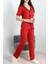 Seka Kalp Nakışlı Biyeli Viskon Pijama Takım Kırmızı - 40564.1857. 1