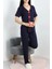 Seka Kalp Nakışlı Biyeli Viskon Pijama Takım Lacivert - 40564.1857. 1