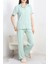 Seka Milan Kumaş Düğmeli Pijama Takımı Yeşilçizgili - 750.1287. 1