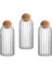 3'lü Top Mantar Kapaklı Çizgili Cam Kavanoz ve Baharatlık Seti, 700 ml 1