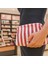 Çizgili Kanvas Kumaş Astarlı Burslu Clutch Çanta–günlük,gece,plaj ve Makyaj Çantası Kullanımlı 2