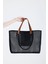 Kadın Siyah Petek Desenli Şeffaf Büyük Boy Plaj Ve Alışveriş Shopper Tote Omuz Çantası 1