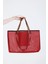 Kadın Kırmızı Petek Desenli Şeffaf Büyük Boy Plaj ve Alışveriş Shopper Tote Omuz Çantası 1