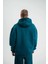 Unisex Double Oversize Kapüşonlu Basic Sweatshirt - Koyu Deniz Yeşili 4