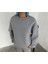 Kışlık Bisiklet Yaka Üç Iplik Basic Sweatshirt - Gri 2