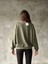 Modal Kumaş Yumuşak Dokulu Bisiklet Yaka Oversize Sweatshirt - Haki 2