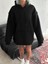Kapüşonlu Üç Iplik Penye Basic Sweatshirt - Siyah 2