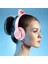 Bluetooth 5. 0 Kedi Tasarımlı Katlanabilir Kulak Üstü Kulaklık Pembe 4
