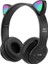 P47M Bluetooth 5. 0 Kedi Tasarımlı Katlanabilir Kulak Üstü Kulaklık Siyah 1