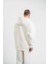 Unisex Double Oversize Kapüşonlu Basic Sweatshirt - Beyaz 3