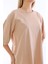 Unisex Pamuk Krem Bisiklet Yaka Boyfriend Örme Oversize T-Shirt 2