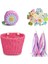 Bisiklet Sepeti Çocukları El Dokuması Bisiklet Sepeti Bisiklet Ön Gideri Kargo Pannier Çan Püskül Çıkartmalar Set Bisiklet Sepetleri Renk: 4pcs Pembe (Yurt Dışından) 1