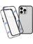 Metal Çerçeve + Çift Taraflı Temperli Cam Tam Kapsama Manyetik Emilim Telefon Kabuğu Kılıfı iPhone 13 Pro Max 6.7 Inç - Gümüş (Yurt Dışından) 1