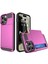 iPhone 15 Plus Için Kayar Kart Tutucu Telefon Kılıfı, Düşmeye Karşı Dayanıklı Pc+Tpu Arka Kapak-Pembe (Yurt Dışından) 1