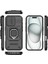 iPhone 16 Kılıf Halkalı Kickstand Pc+Tpu Telefon Kılıfı Lens Kalkanı Ile-Siyah (Yurt Dışından) 4