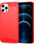 1.8mm Parmak Izi Dayanıklı Karbon Fiber Fırçalanmış Doku Arka Kılıf Esnek Tpu Kapak iPhone 12 Pro Max 6.7 Inç-Kırmızı (Yurt Dışından) 1