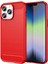 iPhone 14 Pro 6.1 Inç Fırçalanmış Karbon Fiber Doku Hafif Ince Tpu Kılıf Iyi Korunan Cep Telefonu Kılıfı-Kırmızı (Yurt Dışından) 1