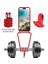 iPhone 16 Plus Kılıf Sıvı Silikon Kart Tutucu Telefon Arka Kapağı Kordonlu-Kırmızı (Yurt Dışından) 4