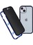 iPhone 15 Manyetik Kapak Metal Çerçeve + Çift Taraflı Temperli Cam Anti-Peep Telefon Kılıfı - Koyu Mavi (Yurt Dışından) 1