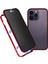 iPhone 15 Pro Için Gizlilik Kılıfı Manyetik Metal Çerçeve + Çift Taraflı Temperli Cam 360 Derece Koruma Telefon Kılıfı - Kırmızı (Yurt Dışından) 1