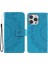 Çizilmeye Karşı Dayanıklı Baskılı Mandala Totem Desen Deri Cüzdan Kapaklı Koruyucu Kılıf Kılıfı Kayışlı iPhone 13 Pro Max 6.7 Inç-Mavi (Yurt Dışından) 1