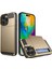 iPhone 16 Pro Max Kılıfı Kayar Kart Tutucu Pc+Tpu Telefon Arka Kapağı-Altın (Yurt Dışından) 1