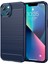 iPhone 14 Plus 6.7 Inç Karbon Fiber Doku Tpu Kapaklı Fırçalanmış Ince Kılıf Çizilmeye Dayanıklı Cep Telefonu Kılıfı-Mavi (Yurt Dışından) 1