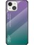 Degrade Renk Temperli Cam Arka Kabuk Yumuşak Tpu Kenar Kapak Telefon Kılıfı iPhone 13 Mini 5.4 Inç-Degrade Mor Yeşil (Yurt Dışından) 1