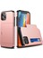 iPhone 12 Pro/12 Için Çizilmez Dayanıklı Darbeye Dayanıklı Toz Geçirmez Telefon Çantası Kapağı Sürgülü Kart Yuvası Plastik + Tpu Hibrit Kabuk Telefon Kılıfı-Gül Altını (Yurt Dışından) 1