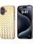 iPhone 16 Kılıf Dokuma Doku Elektrokaplama Kenar Deri Kaplamalı Pc+Tpu Telefon Kılıfı-Altın (Yurt Dışından) 1