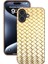 iPhone 16 Kılıf Dokuma Doku Elektrokaplama Kenar Deri Kaplamalı Pc+Tpu Telefon Kılıfı-Altın (Yurt Dışından) 2