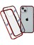 iPhone 14 Plus Için Her Yönüyle Koruma Metal Tampon + Çift Taraflı Temperli Cam Aşınmaya Karşı Manyetik Telefon Kılıfı - Kırmızı (Yurt Dışından) 1