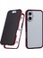 iPhone 16 Anti-Casus Kılıf Manyetik Metal Çerçeve + Çift Taraflı Temperli Cam Telefon Kılıfı - Kırmızı (Yurt Dışından) 1